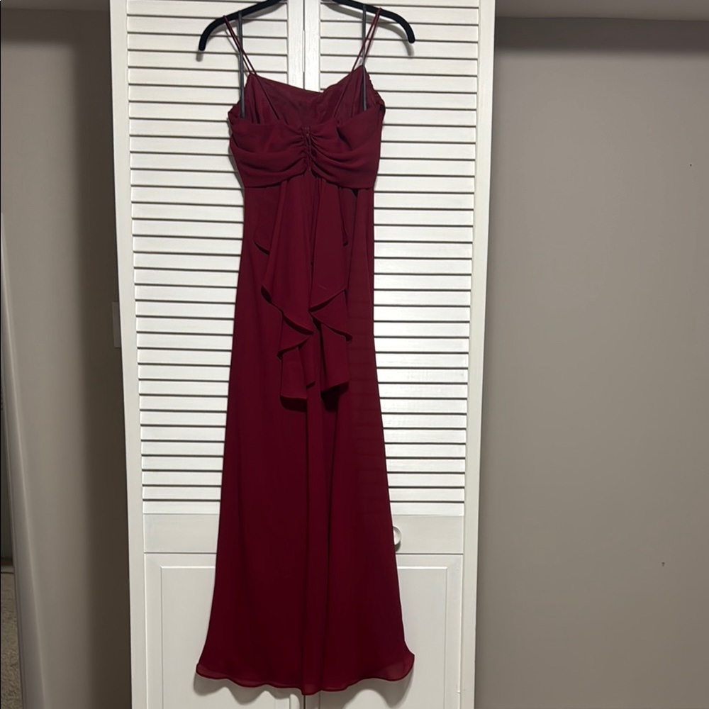 Elegant Burgundy Spaghetti Strap Dress - Picture 2 of 4